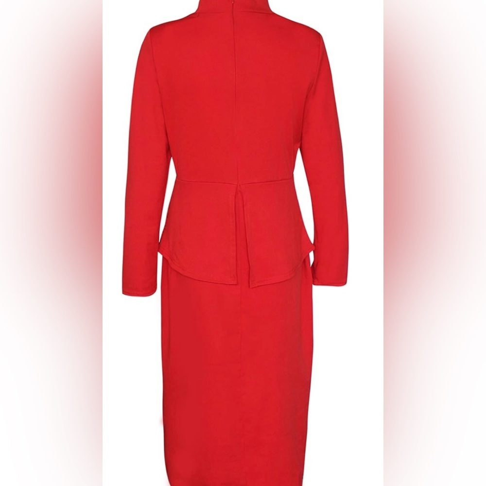 Lexiart Women Peplum Patchwork Bodycon Business Church Formal Funeral Midi Dress - Picture 5 of 6
